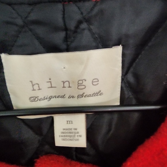 Anthropologie | Hinge Red Toggle Wool Blend Hooded Coat Jacket - Picture 8 of 9
